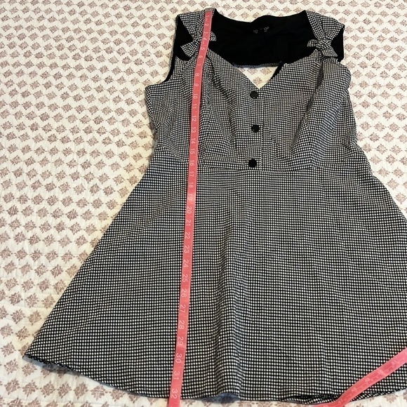 Topshop Black White Gingham Checked Skater Micro Mini Party Summer Dress Size 10 - Picture 15 of 15
